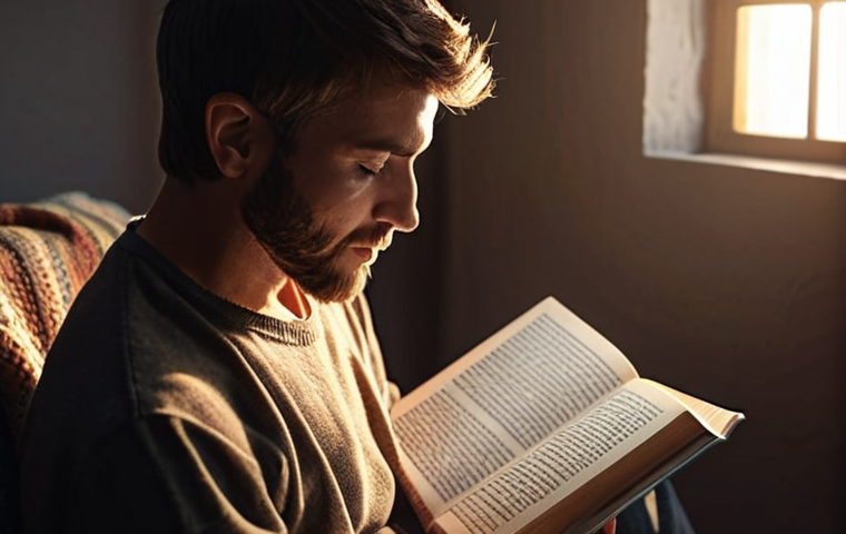 **A person reading a self-improvement book, light streaming in, symbolizing transformation and potential.** (Focus: personal growth, self-discovery)