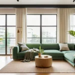 Home 10 행복을 위한 환경 변화 - A serene and inviting living room designed as a healing sanctuary, located within a modern apartment...