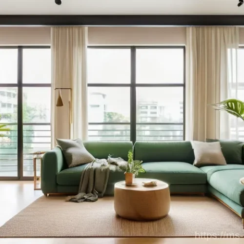 Home 22 행복을 위한 환경 변화 - A serene and inviting living room designed as a healing sanctuary, located within a modern apartment...