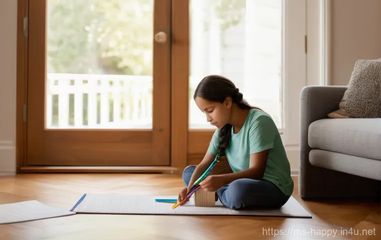 행복한 육아와 양육 - A heartwarming scene of a mother and her young child (approximately 5-7 years old, wearing comfortab...