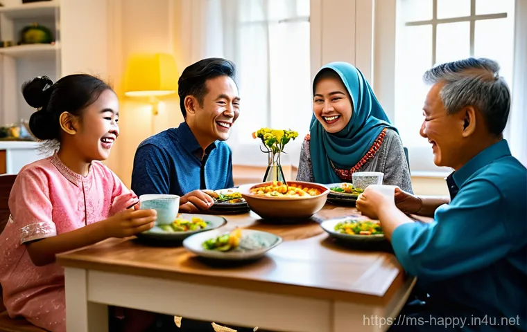행복한 가족 관계 만들기 - **Prompt:** A heartwarming scene of a multi-generational Malaysian family enjoying a 'gadget-free' d...
