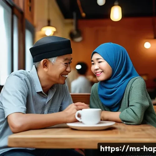 Home 7 행복한 결혼 생활의 비결 - **A Malaysian couple embracing the 'Quality Time' love language in a cozy cafe.**
A middle-aged ...